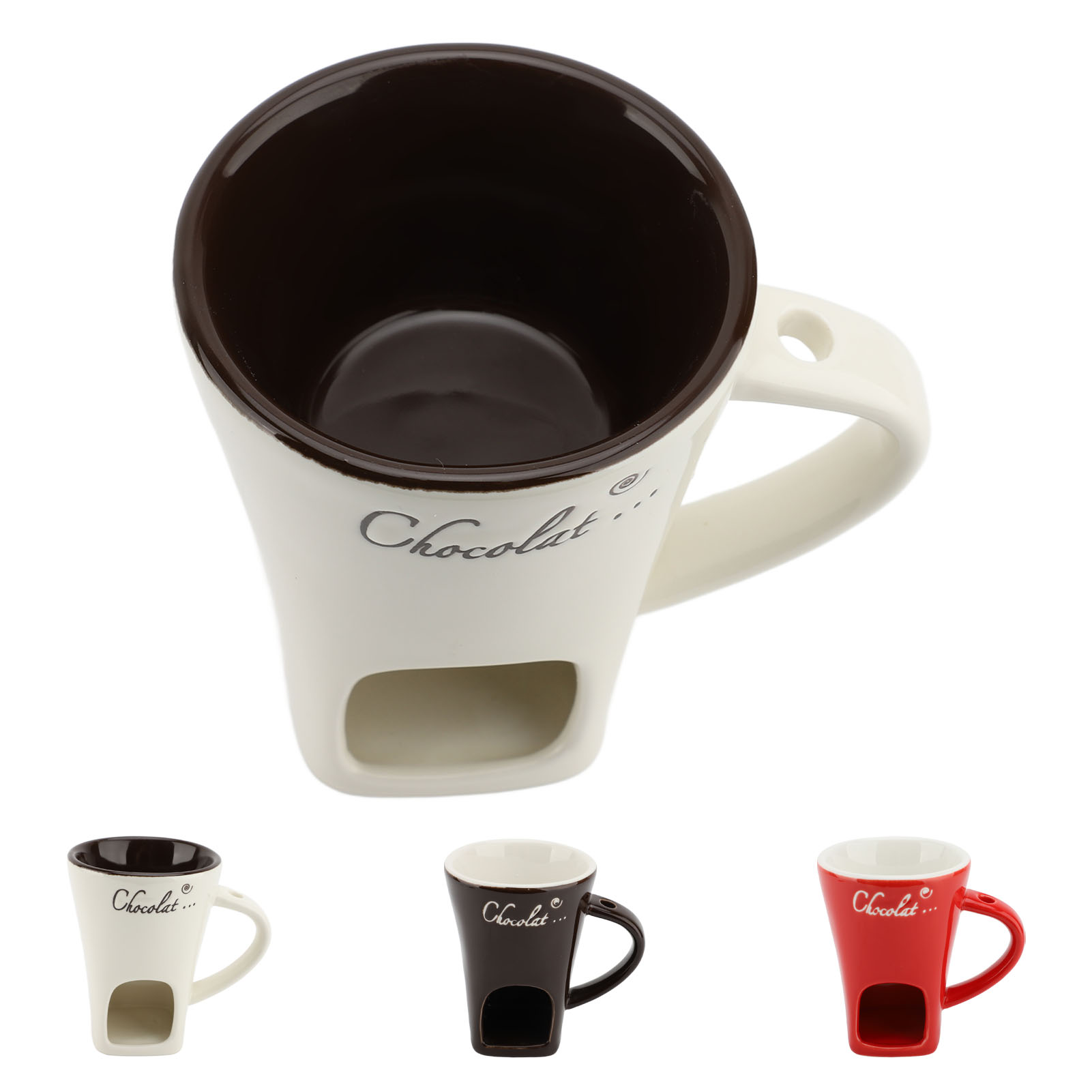 Fondue Pot Ceramic - แก้วเซรามิกสำหรับละลายช็อกโกแลต พร้อมอุปกรณ์อุ่นและส้อมสำหรับทำช็อกโกแลตฟองดูในครัว