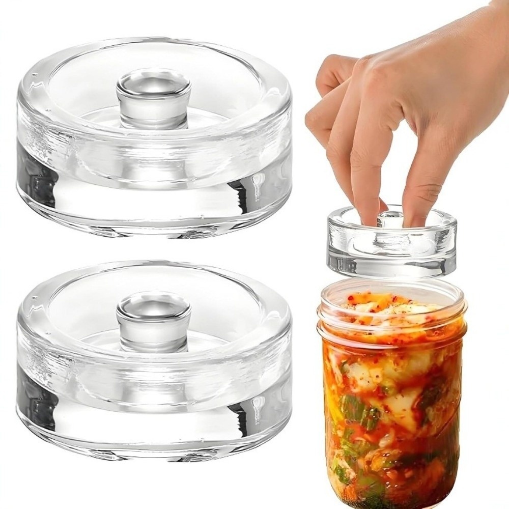 Fermentation Crock - ตุ้มถ่วงแก้วใสสำหรับหมัก 1/2/4 ชิ้น พร้อมหูจับ ฝาปิดปากกว้าง สำหรับขวดโหลครัว
