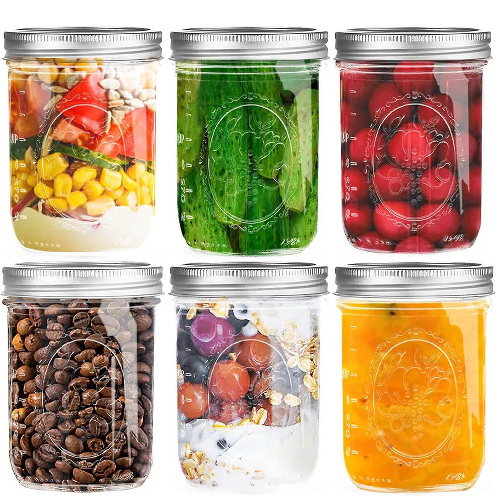 Fermentation Crock - ขวดโหลปากกว้างขนาด 16 ออนซ์ พร้อมฝาปิด, ขวดโหลสำหรับบรรจุอาหารพร้อมฝาปิดโลหะแบบสุญญากาศและแถบล็อคสำหรับการหมัก, การดอง,