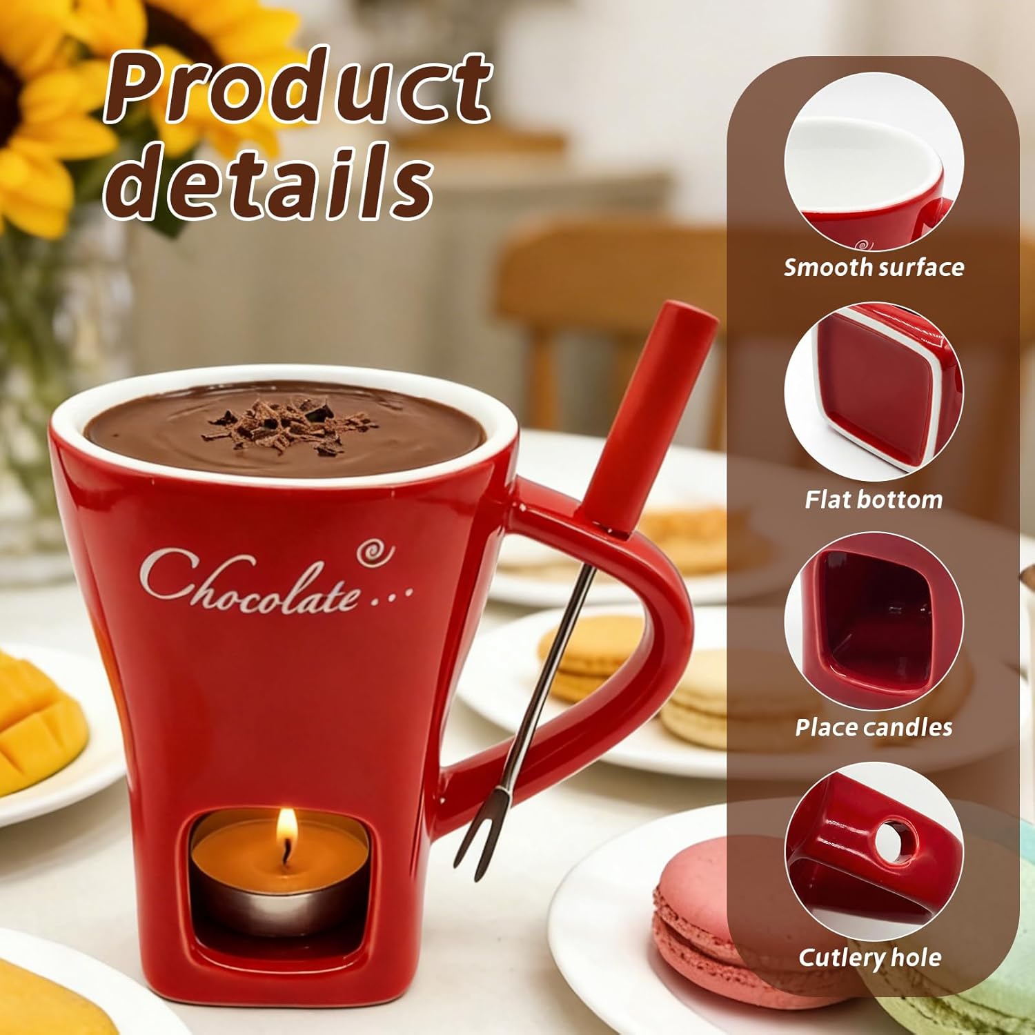 แก้วเซรามิกสำหรับละลายช็อกโกแล - Fondue Pot Ceramic บทวิจารณ์และราคา