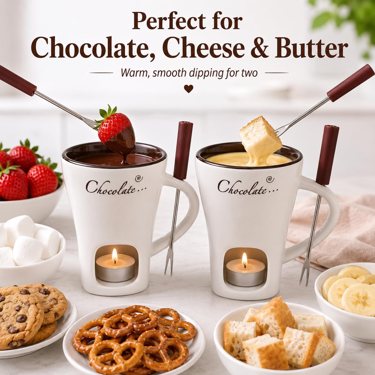 ชุดถ้วยเซรามิกสำหรับฟองดูพร้อม - Fondue Pot Ceramic บทวิจารณ์และราคา