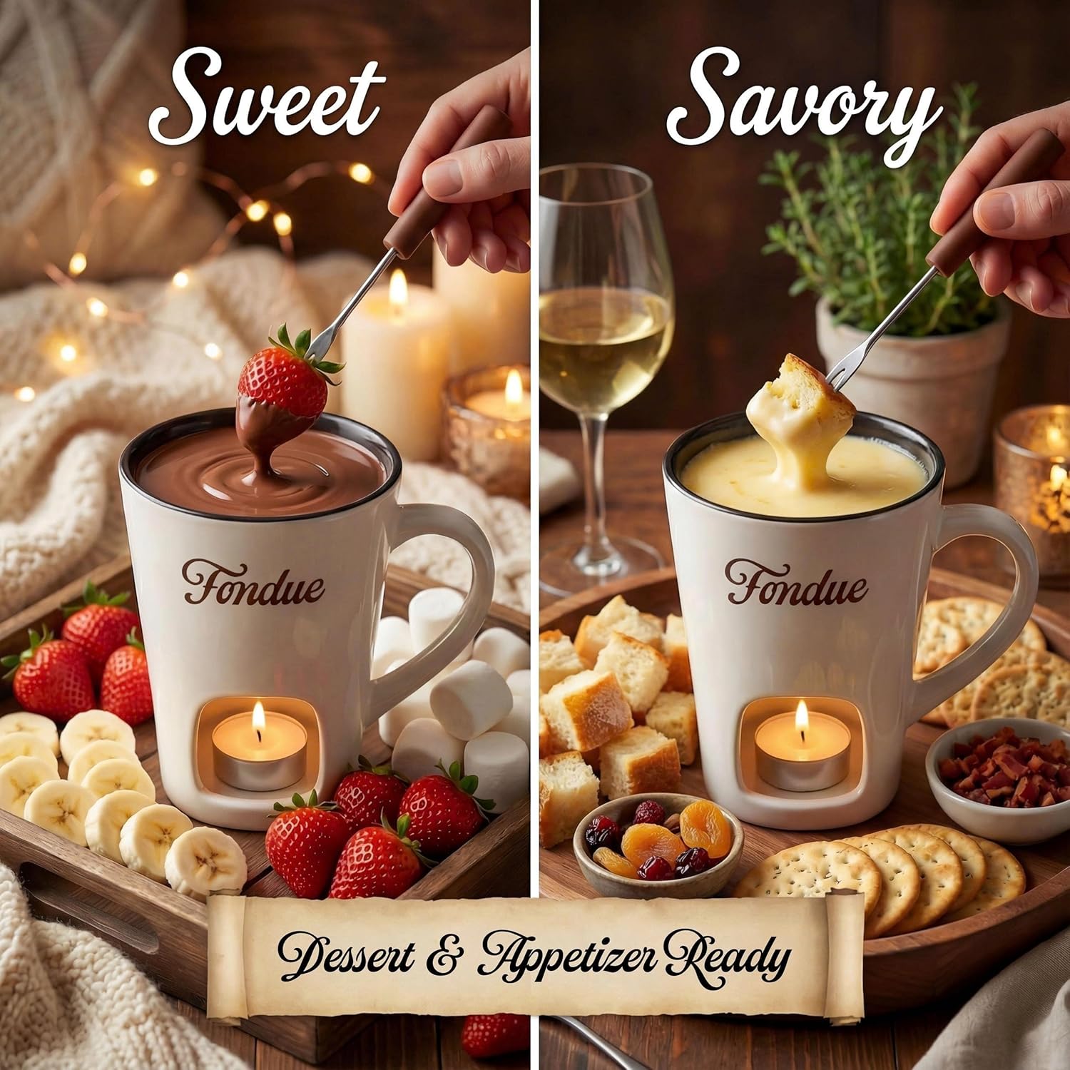 ชุดถ้วยเซรามิกสำหรับฟองดูพร้อม - Fondue Pot Ceramic บทวิจารณ์และราคา