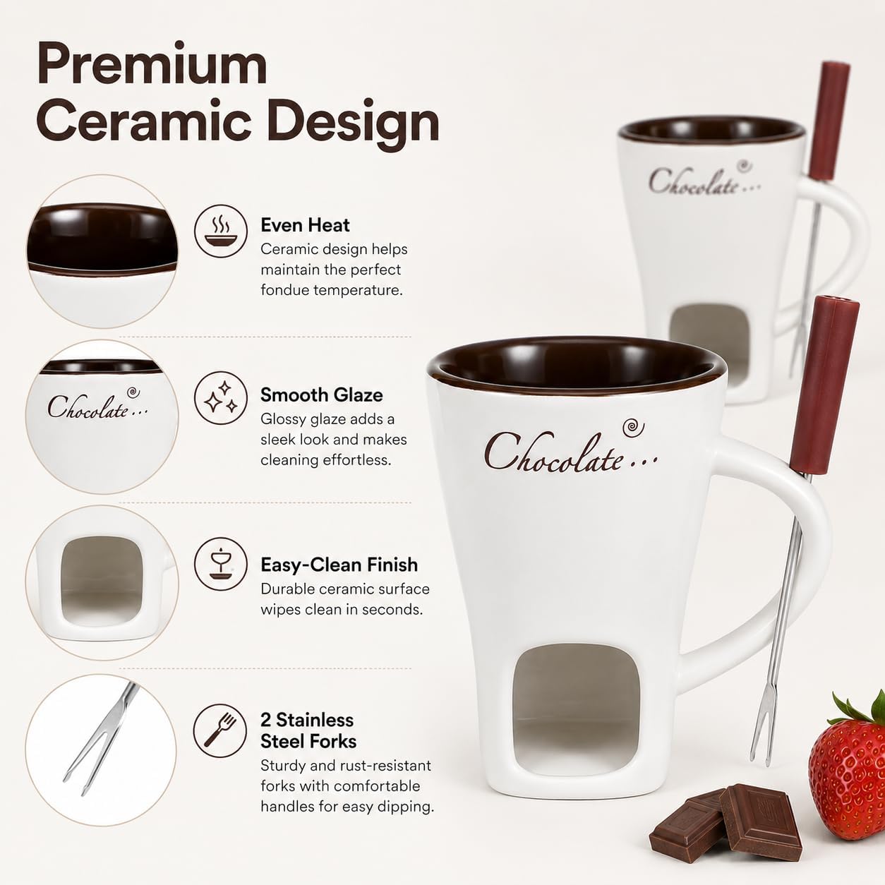 ชุดถ้วยเซรามิกสำหรับฟองดูพร้อม - Fondue Pot Ceramic บทวิจารณ์และราคา