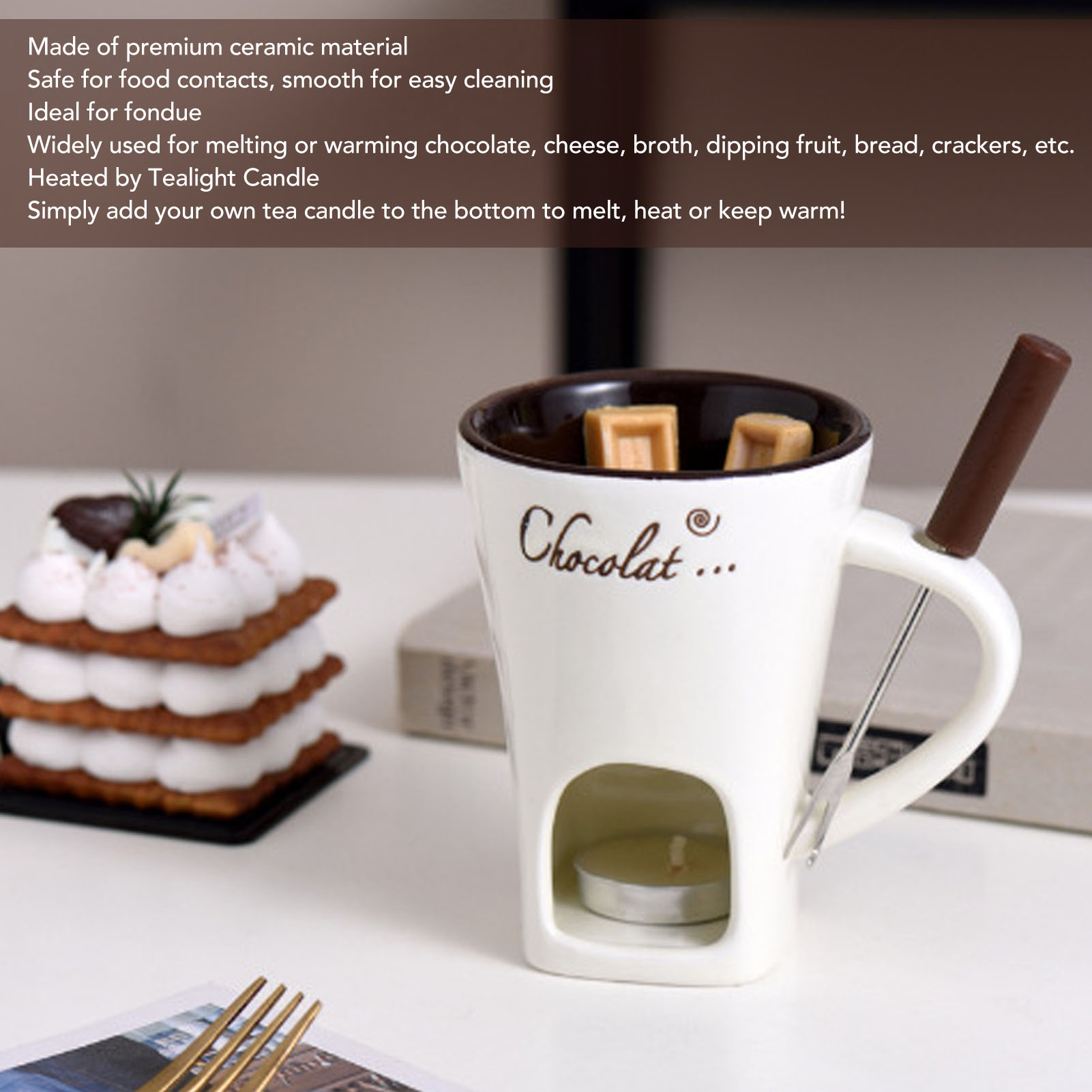 แก้วเซรามิกสำหรับละลายช็อกโกแล - Fondue Pot Ceramic บทวิจารณ์และราคา