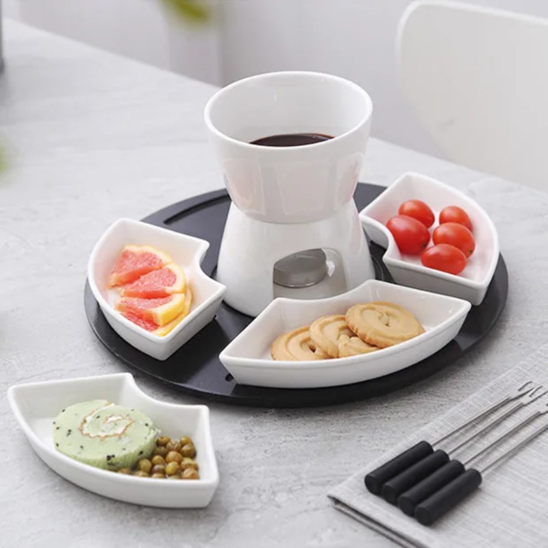 ชุดหม้อเซรามิกเคลือบสีขาวสำหรั - Fondue Pot Ceramic บทวิจารณ์และราคา