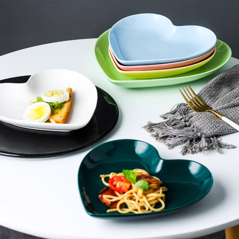 จานเซรามิครูปหัวใจสีชมพู สำหรั - Home Cooking Order บทวิจารณ์และราคา