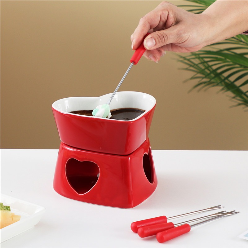 ชุดหม้อฟองดูเซรามิครูปหัวใจขนา - Fondue Pot Ceramic บทวิจารณ์และราคา