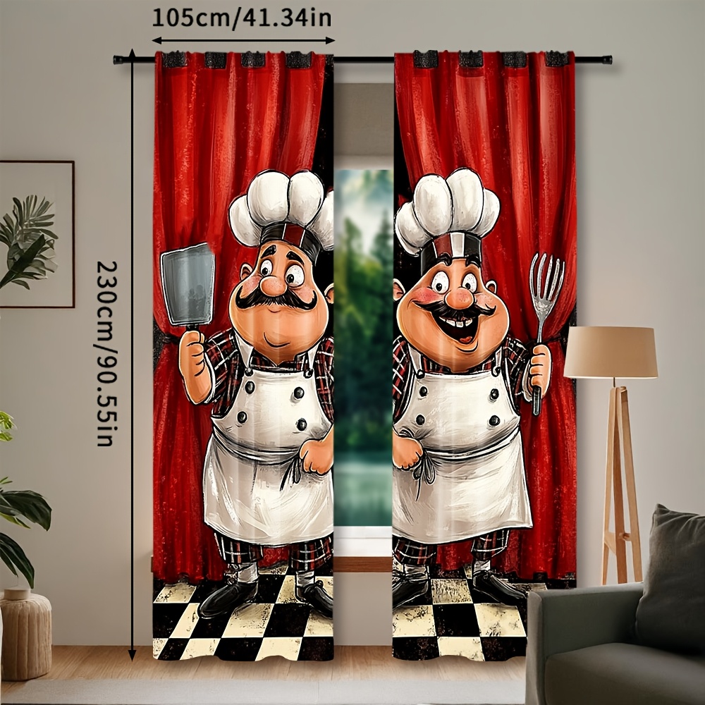 2pcs Chef Kitchen Curtains - F - Home Cooking Youtube บทวิจารณ์และราคา