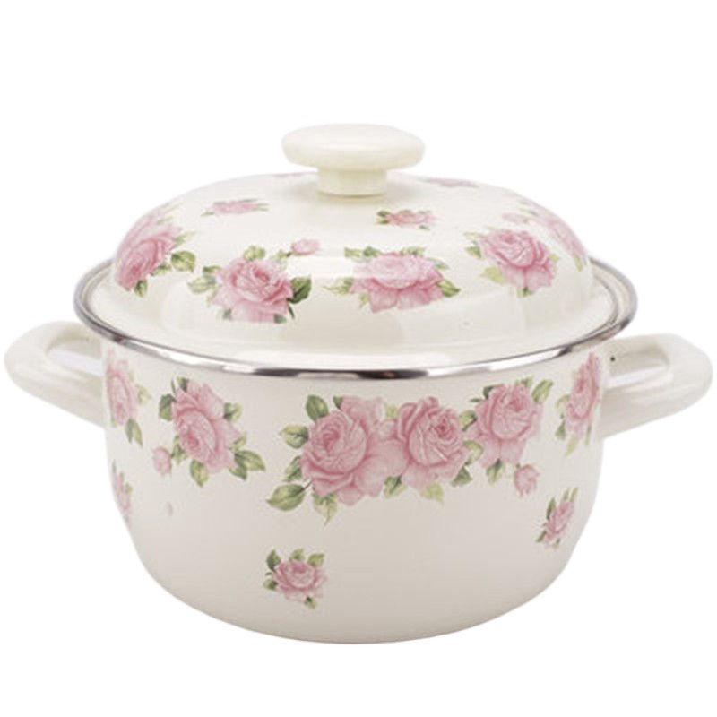 กระทะสองใบเคลือบดอกกุหลาบสีชมพ - Fondue Pot Ceramic บทวิจารณ์และราคา