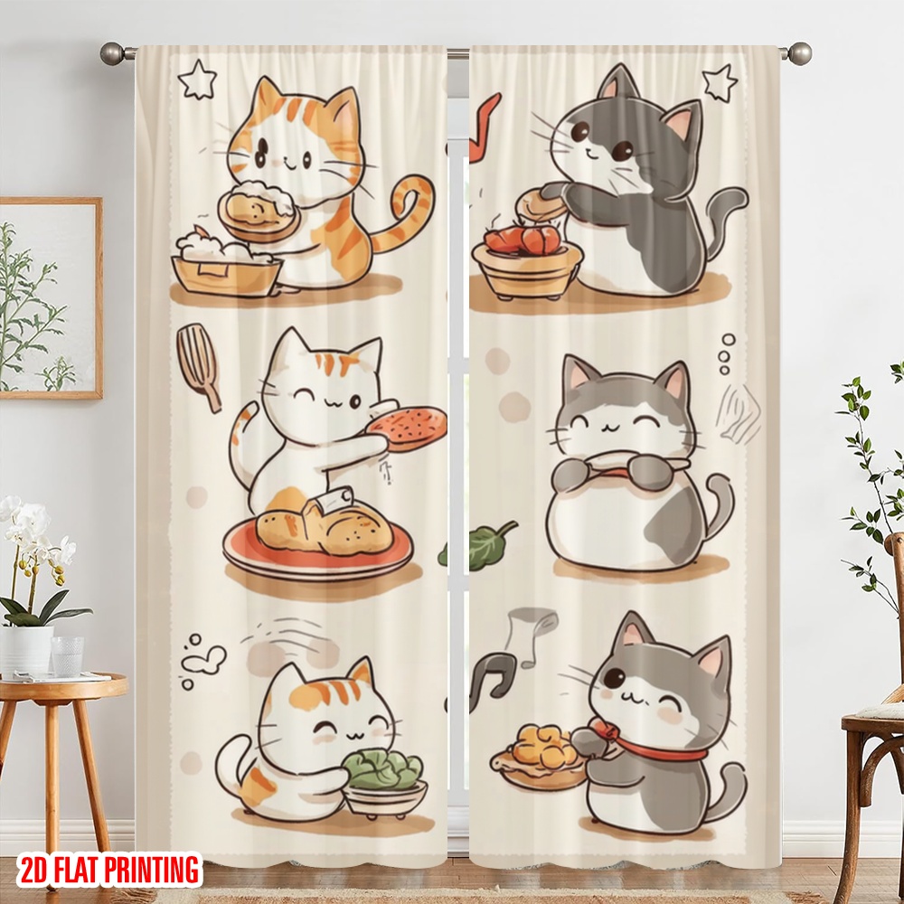 ผ้าม่านพิมพ์ลาย 2 มิติ ลายแมวย - Home Cooking Youtube บทวิจารณ์และราคา